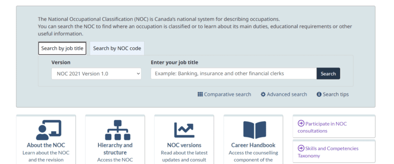 NOC Codes Search by Job Title