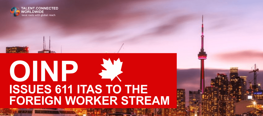 OINP issues 611 ITAs to the foreign worker stream
